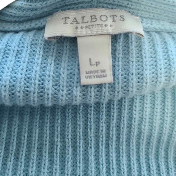 Talbots Cardigan Sweater Women Large Petite Blue Open Front Coastal - Picture 5 of 6